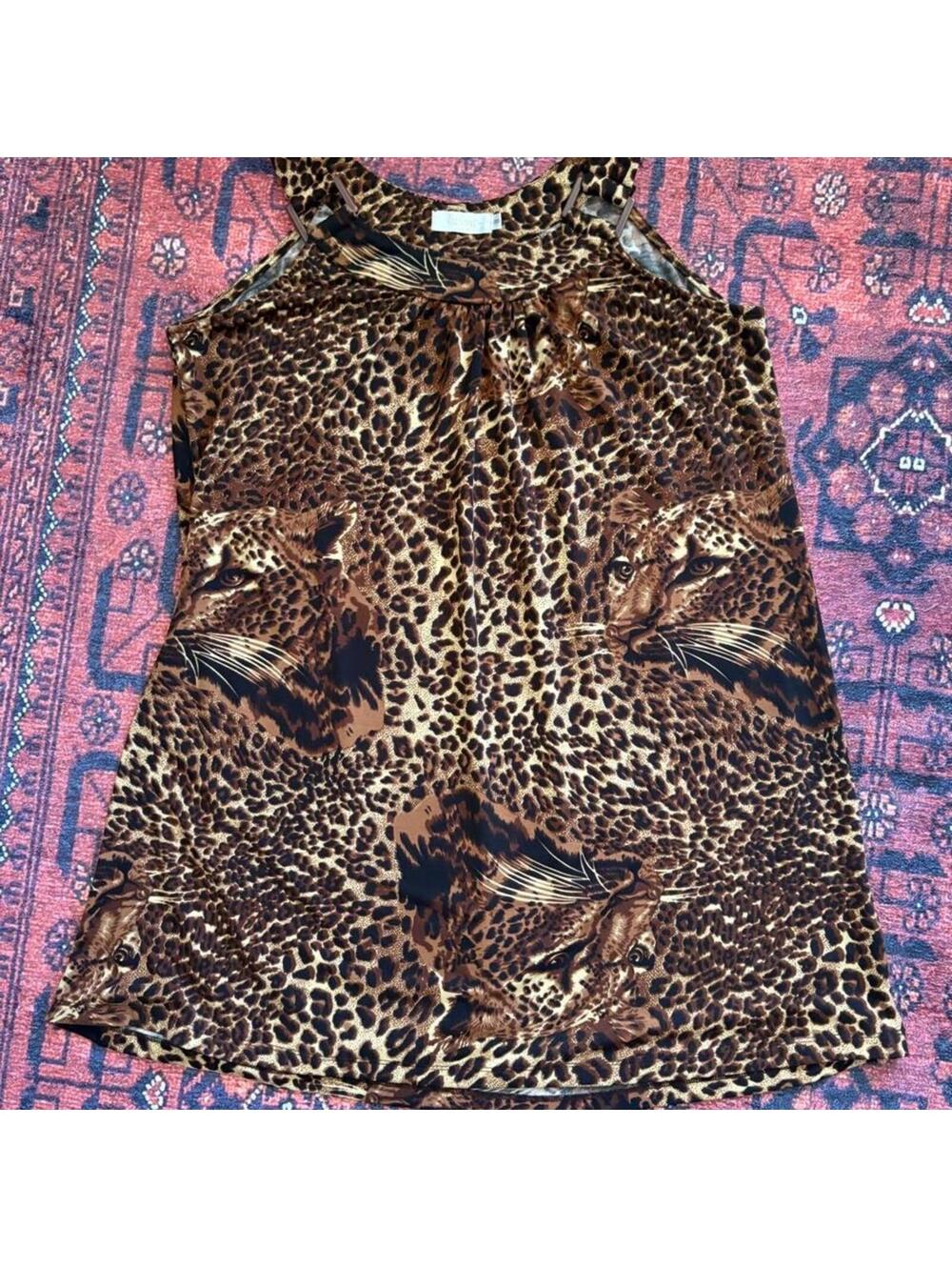 VINTAGE Y2K RED CORAL ANIMAL PRINT TANK